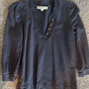 Gray Button-Detail Top Ann Taylor LOFT